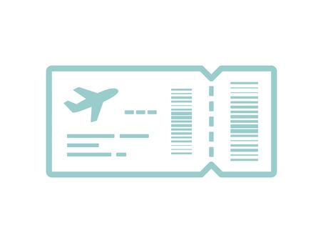 シンプルな航空券アイコン　くすみグリーン 航空券,搭乗券,チケット,旅行,チェックイン,飛行機,航空,出発,空港,フライトのイラスト素材