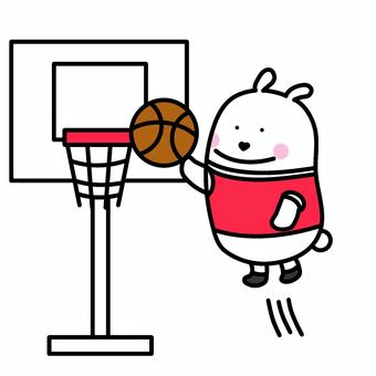 バスケットネットにボールをいれるうさぎ バスケットボール,ボール,入れる,うさぎ,シンプル,かわいい,スポーツ,体育,大会,競技のイラスト素材