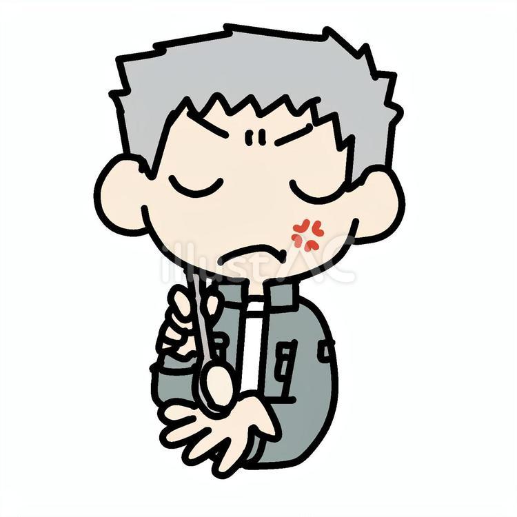 怒ってあーんしてくるおじいさん おじいさん,あーん,怒るのイラスト素材