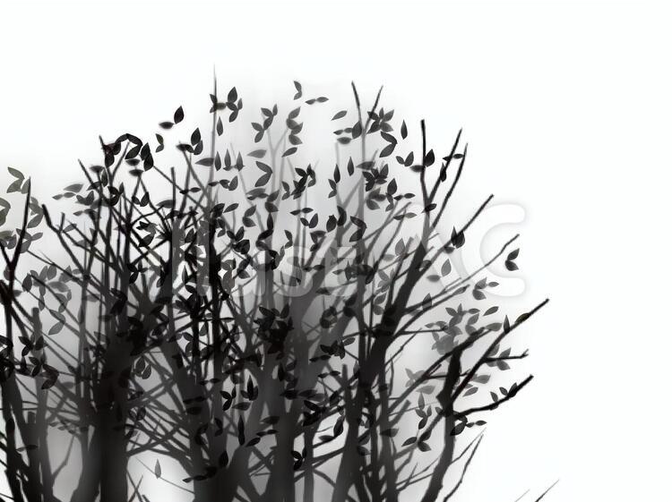 墨絵風木立 墨絵,木,自然のイラスト素材