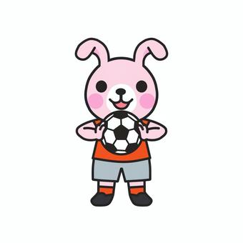 サッカーボールを持って気合をいれるウサギ サッカーボール,ボール,サッカー部,部活動,部員,運動部,球技,部員募集,メンバー募集,練習のイラスト素材
