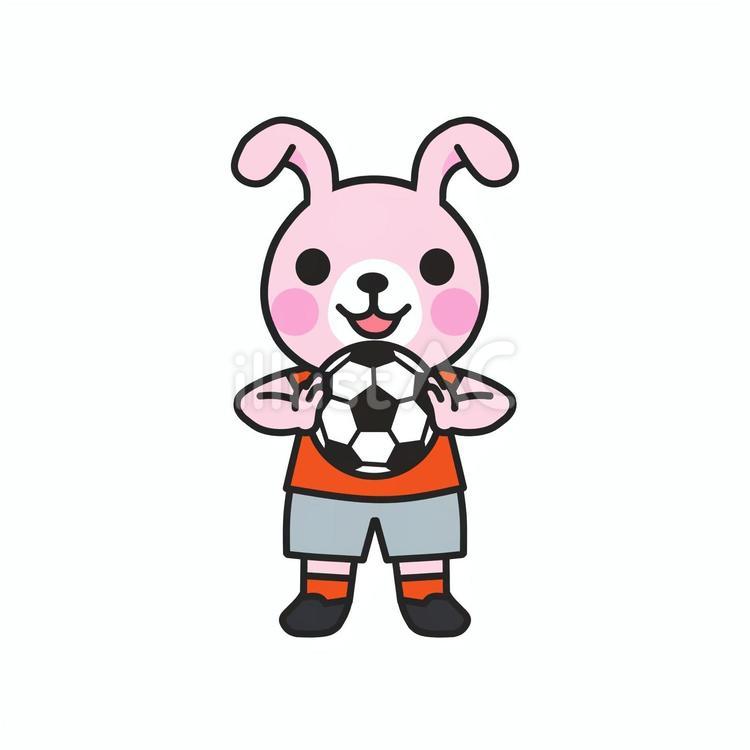 サッカーボールを持って気合をいれるウサギ サッカーボール,ボール,サッカー部のイラスト素材