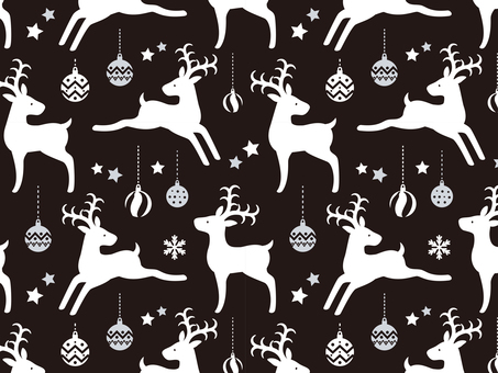 トナカイとオーナメントのパターン_05 トナカイ,クリスマス,モチーフ,パターン,柄,模様,シンプル,大人っぽい,おしゃれ,シックのイラスト素材