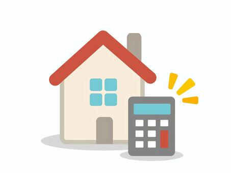 ローンや住宅コスト関係で使える家と電卓 不動産,ローン,査定,予算,見積もり,家,電卓,計算,住宅,マイホームのイラスト素材