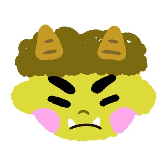 かわいい節分の鬼　黄鬼 節分,鬼,黄鬼,オニ,怒る,目を瞑る,拗ねる,手書き,2月,かわいいのイラスト素材