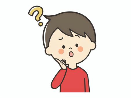 疑問に思う男の子 わからない,疑問,謎,はてな,迷う,男の子,子供,男子,男児,少年のイラスト素材