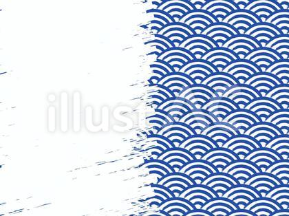 筆書き青海波塗りつぶし背景:右:紺×白