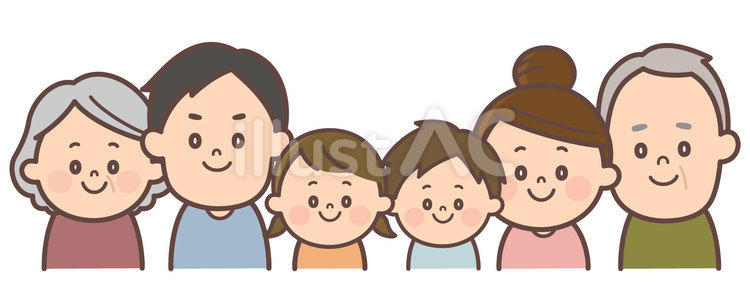 ６人家族 家族,ファミリー,３世帯のイラスト素材