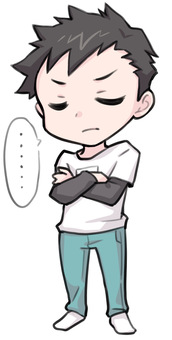 真剣に悩み考える男 考える,悩む,男性,腕組み,思考,沈黙,真剣,俯く,仁王立ち,ジーンズのイラスト素材