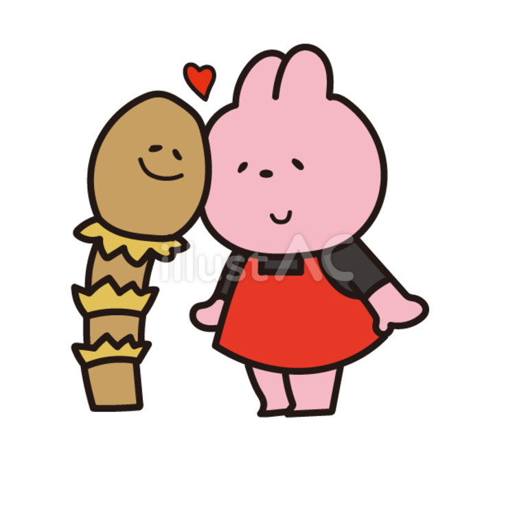 3月・4月動物（ウサギ、ツクシ） ウサギ,ツクシ,ハートのイラスト素材