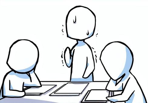 会議で意見が通らない人 ビジネス,会議,意見,孤立,職場,緊張,会社,仕事,プレッシャー,困惑のイラスト素材