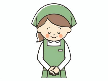 お辞儀をする女性店員 お辞儀をする女性店員 お辞儀,挨拶,礼,農家,お断り,感謝,ありがとう,お礼,笑顔,店員のイラスト素材
