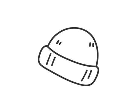 冬のニット帽の線画 ニット帽,帽子,防寒,冬,寒い,冷え,保温,衣類,服,冬服のイラスト素材