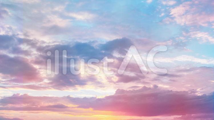 秋冬の夕焼け空と雲 4 空,夕方,夕焼けのイラスト素材