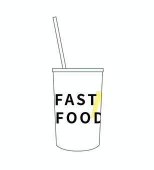 ファストフード店の飲み物容器 ファストフード,飲み物,ジュース,容器,ストロー,店,英語,表記,文字のイラスト素材