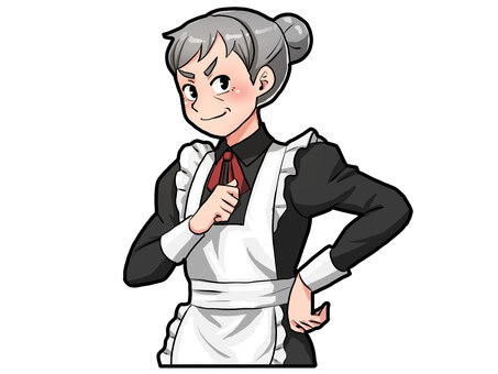 ベテランメイド メイド,ベテラン,達人,メイド長,高齢者,頼もしい,女性のイラスト素材