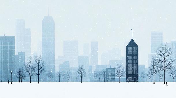 雪が降る都市