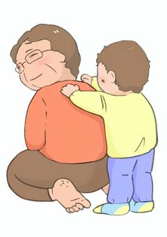 肩叩き 肩叩き,孫,お婆さん,高齢者,女性,コミュニケーションのイラスト素材