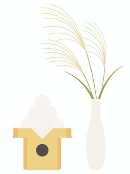 Tsukimi dumpling and Japanese pampas grass one-point illustration, tsukimi dumplings, moon viewing, the moon viewing, JPG, PNG and AI