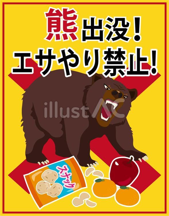熊に餌やり禁止　右向き 熊,ポスター,看板のイラスト素材