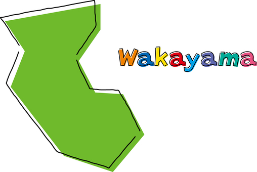 和歌山　手描き風のシンプルな線画の地図  和歌山,県,都道府県,手描き,フリーハンド,地域,地方,地図,ラフ,シンプルのイラスト素材