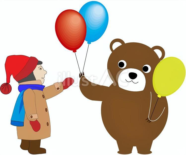 風船を配るクマ クマ,風船,全身のイラスト素材