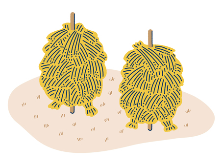 稲架掛け2 稲架掛け,はさがけ,稲,米,干す,天日干し,乾燥,自然乾燥,稲刈り,収穫のイラスト素材