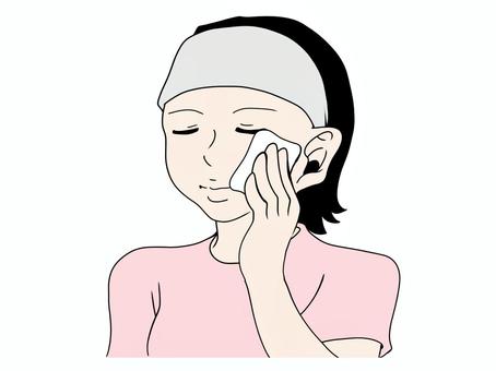 スキンケアのイラスト スキンケア,人物,女性,ケア,顔,イラスト,手描きのイラスト素材