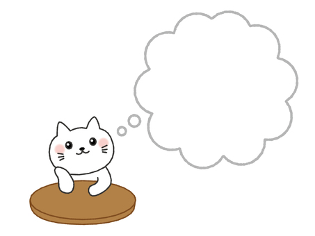 考える猫　吹き出し 吹き出し,ふきだし,猫,考える,はてな,悩む,頬杖,謎,疑問,クエスチョンのイラスト素材