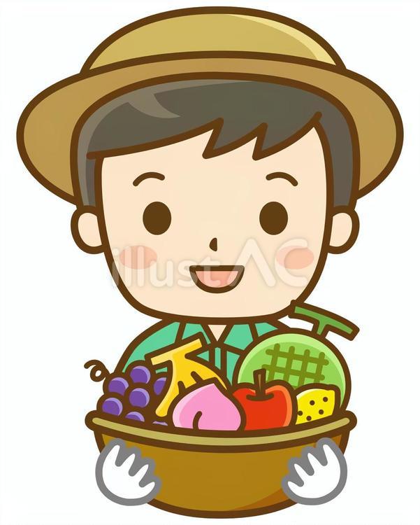 果物カゴを持つ男性 農家,農業,農作業のイラスト素材