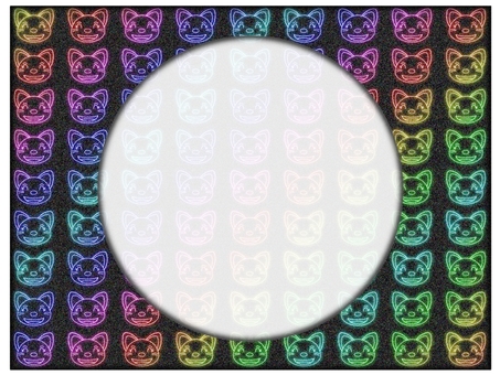 猫のフレ−ム　ネオン　黒 猫,フレ−ム,ポストカード,メッセージカード,柄,パターン,ネオン,グラデーション,虹色,レインボーのイラスト素材