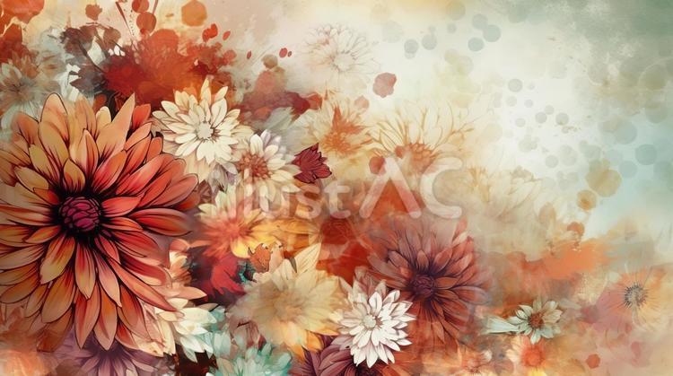 ダリアのアンティーク風背景 ダリア,アンティーク,レトロのイラスト素材
