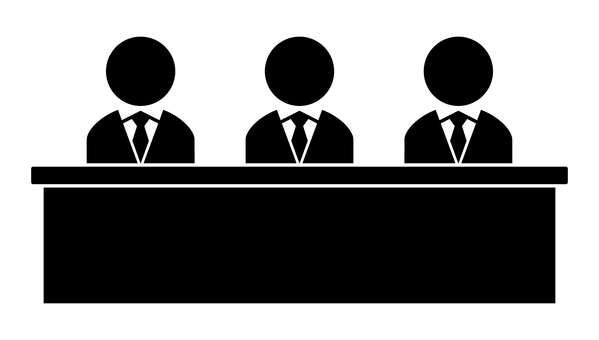 座る三人 座る,人物,テーブル,三人,アイコン,会議,ミーティング,会見,ネクタイ,スーツのイラスト素材