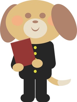 学ラン卒業犬 犬,動物,キャラクター,笑顔,全身,学ラン,卒業,卒業証書,制服,卒業生のイラスト素材