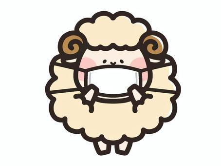 マスクをするひつじ ひつじ,羊,キャラクター,ゆるい,挨拶,かわいい,動物,もこもこ,透過,挿絵のイラスト素材