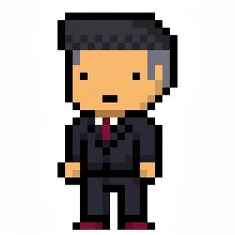 スーツ・男性３ スーツ,男性,人間,働く人,ピクセルアート,ドットのイラスト素材