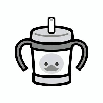 Illustration, for babies, a mug, black and white, 