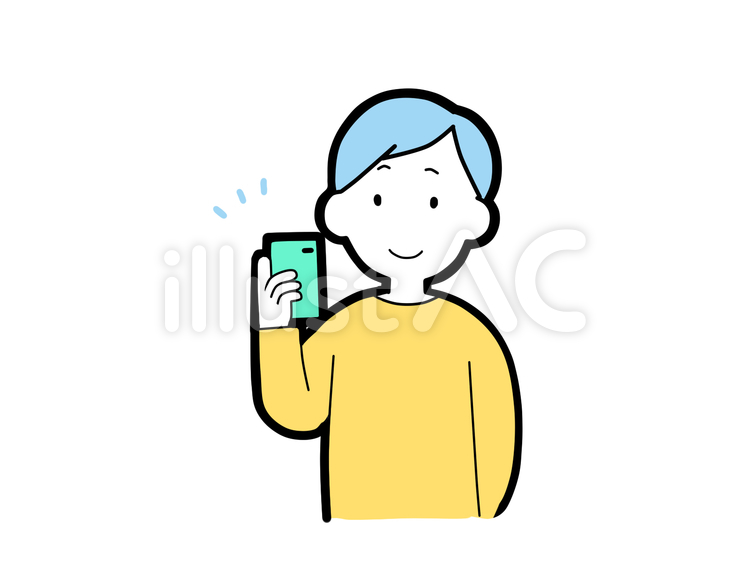 スマホを持つ男性 スマホ,男性,笑顔のイラスト素材