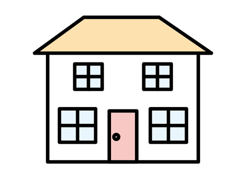 シンプルな家 戸建て,ロゴ,線画,モノクロ,黒,白,可愛い,家,アイコン,住宅のイラスト素材