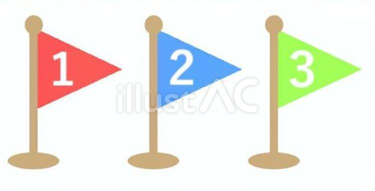 数字１２３のかいた旗セット 旗,フラッグ,数字のイラスト素材