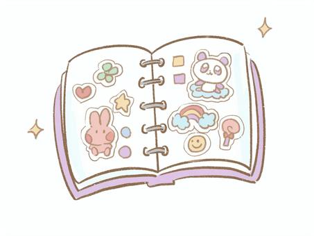 バインダー式シール帳・平成ブーム・くすみ シール帳,シール,平成,ファンシー,キャラクター,ノート,女児,文房具,コレクション,動物のイラスト素材