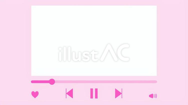 再生画面風フレーム　ピンク フレーム,音楽プレイヤー,動画プレイヤーのイラスト素材