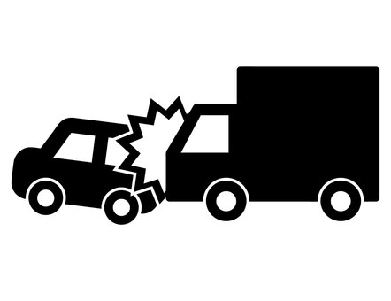交通事故　乗用車とトラック　シルエット 交通事故,事故,車,自動車,追突,衝突,不注意,あおり運転,アクシデント,トラックのイラスト素材