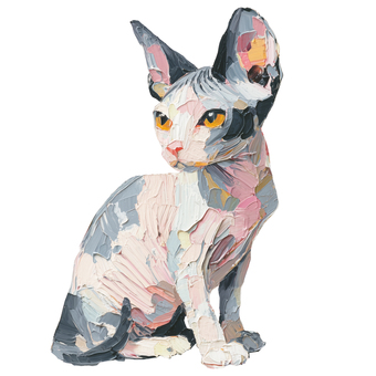 スフィンクス スフィンクス,猫,厚塗り,油絵風,アート,イラスト,動物,ペット,かわいい,個性的のイラスト素材