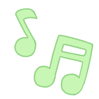 音符緑 音符,おんぷ,ゆるい,手描き,フリーハンド,デフォルメ,シンプル,かわいい,手書き,ラフのイラスト素材