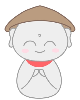 笠地蔵　笑顔 笠地蔵,地蔵,笑顔,地蔵菩薩,仏教,仏,お地蔵さん,昔話,童話,仏様のイラスト素材