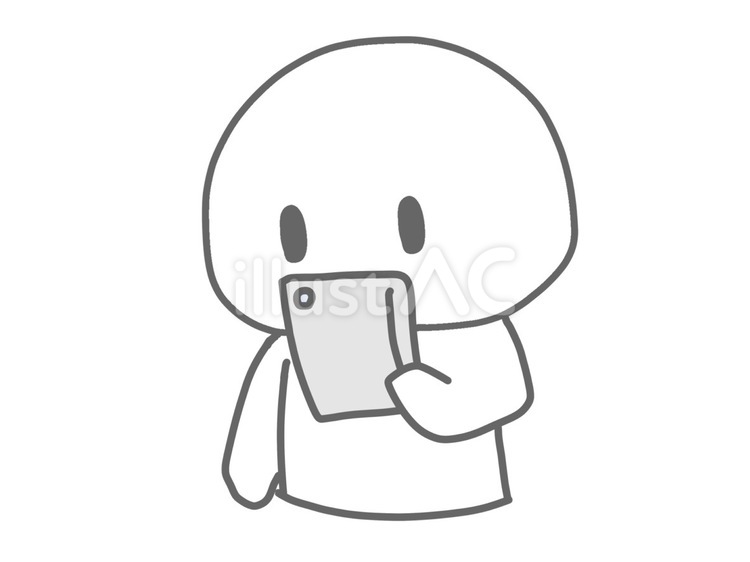 スマートフォンを使う人　シンプル　単体 スマホ,スマートフォン,かわいいのイラスト素材