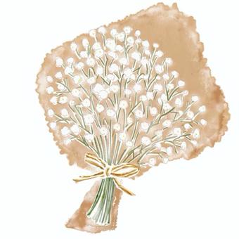 かすみ草　ブーケ　花束　水彩　リボン カスミソウ,カスミ草,水彩,かすみ草,霞草,小さい花,花びら,花,植物,優美のイラスト素材