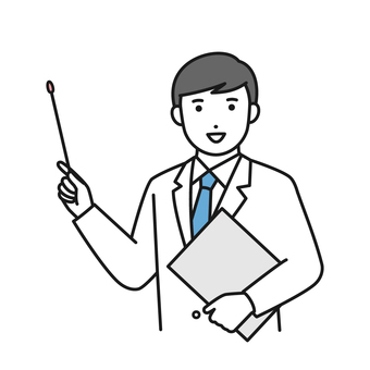 説明をする白衣の男性 説明,発表,白衣,男性,指示棒,指し棒,医療,医師,薬剤師,医者のイラスト素材