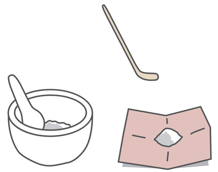 薬の調合 薬,調合,医療,薬剤,飲み薬,粉薬,乳鉢,竹スプーン,カット,挿絵のイラスト素材